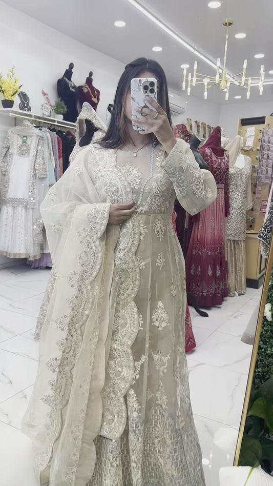 Off white maxi suit