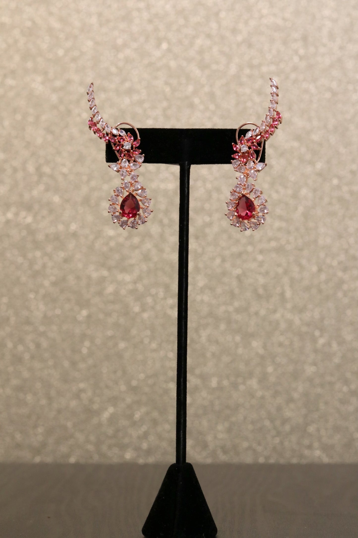 Raspberry gem ear lift earring