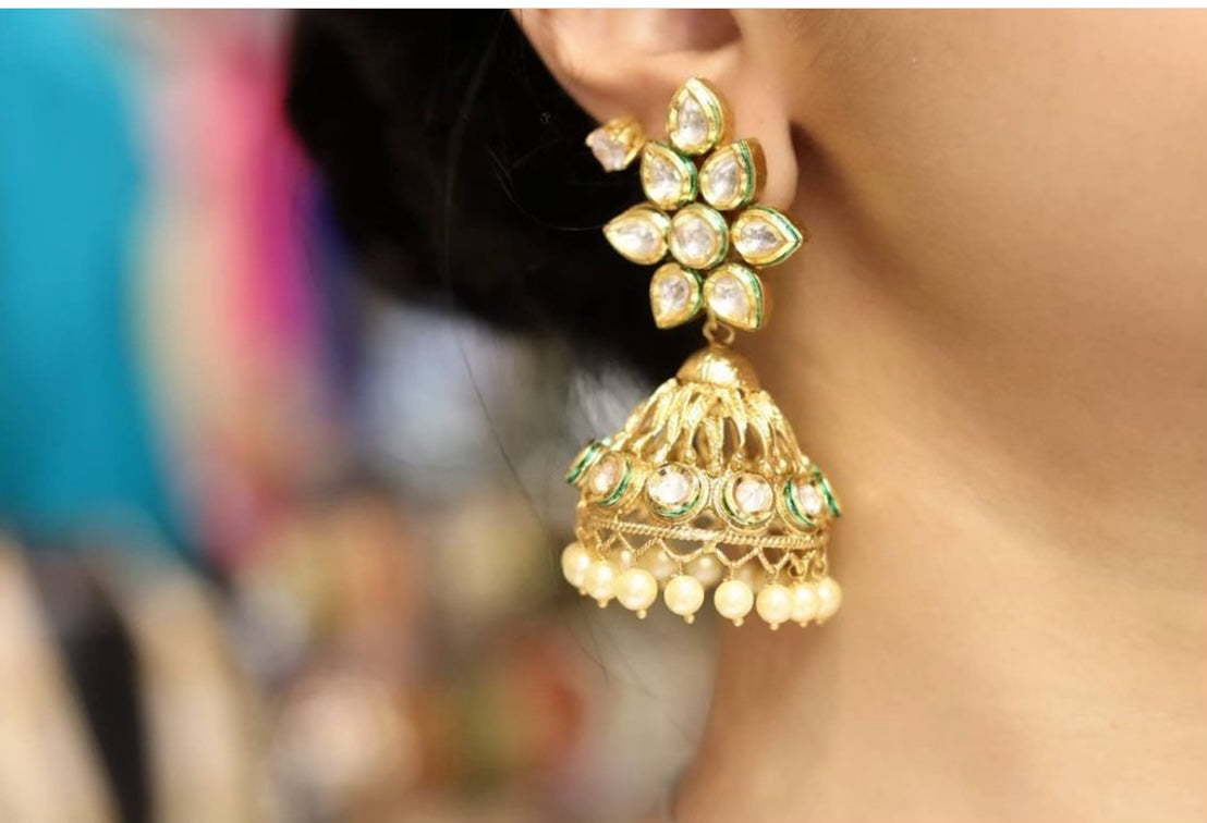 Kundan gold plated jumka - Selina Habibti Attire