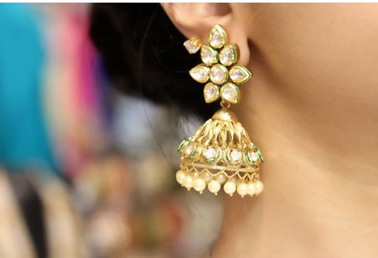 Kundan gold plated jumka - Selina Habibti Attire
