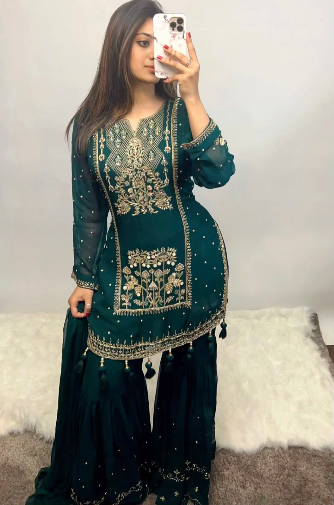 Emerald green sharara suit