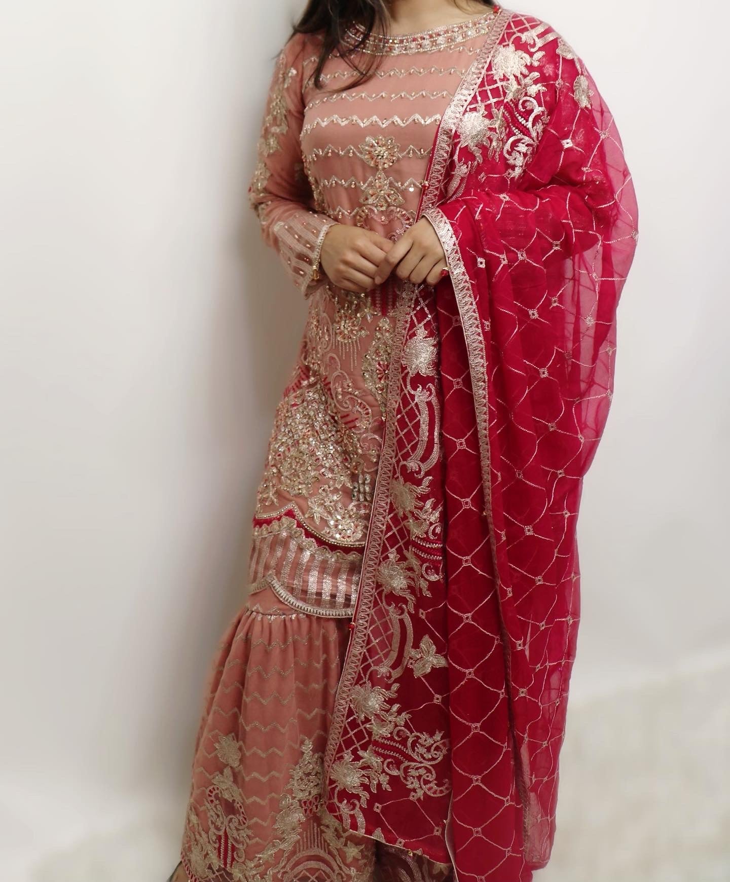 Pink magenta fancy gharara suit