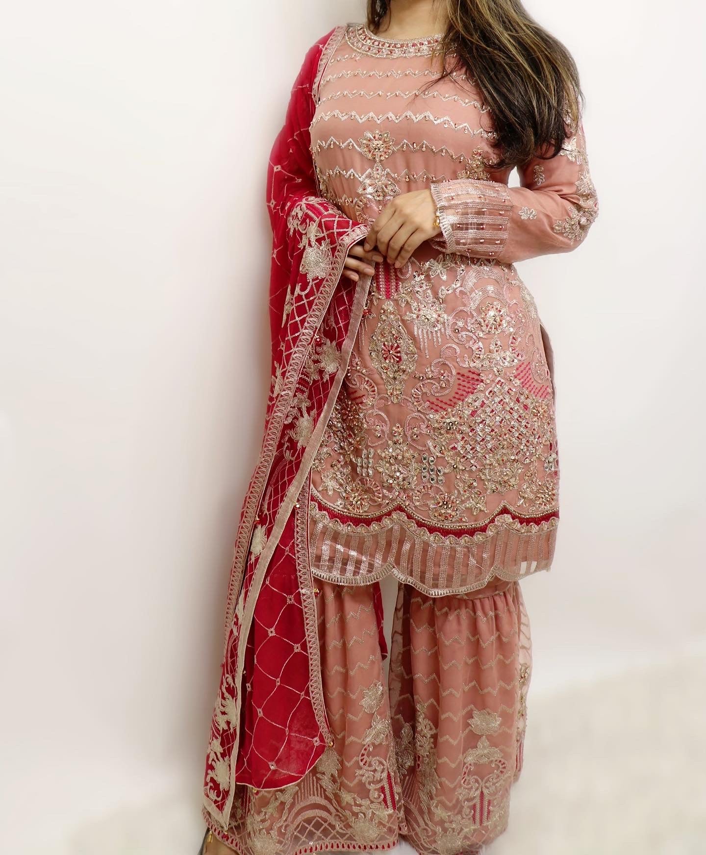 Pink magenta fancy gharara suit