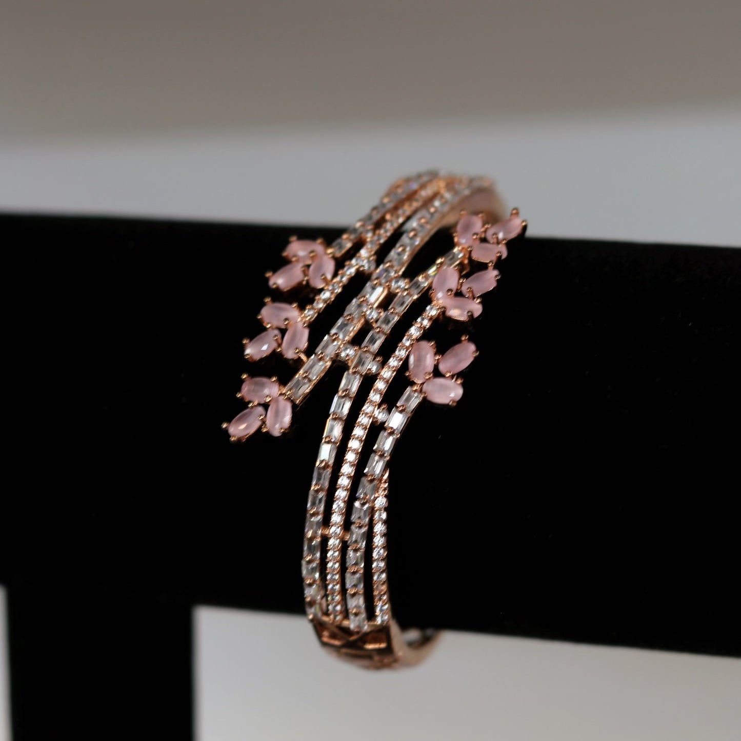 Party wear pink gem gold plated bracelet