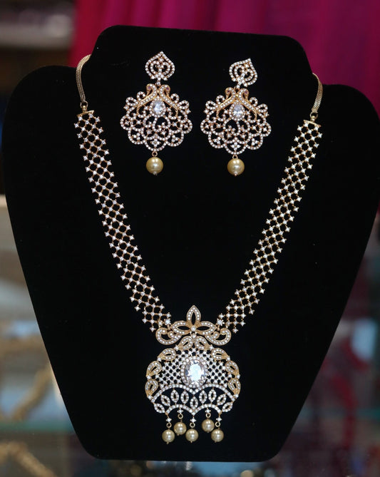 Diamond cut gold plated necklace set - Selina Habibti Attire