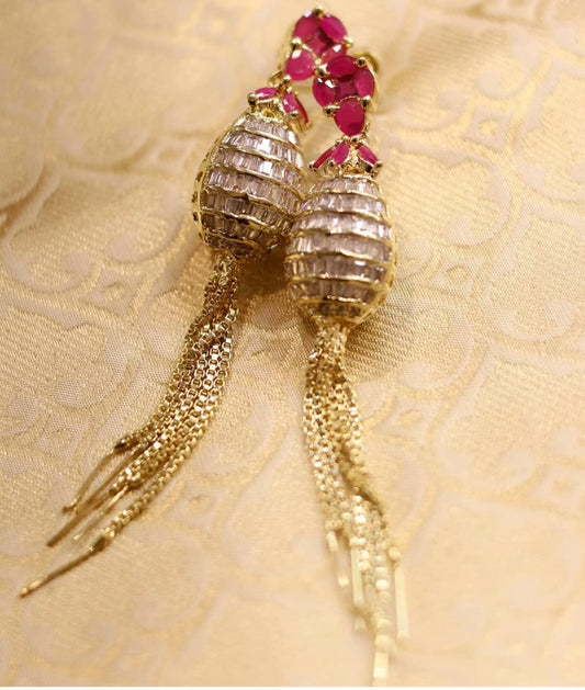 Gold plated diamond earrings - Selina Habibti Attire