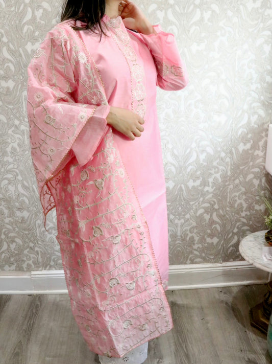 Pink high colar kurti set - Selina Habibti Attire