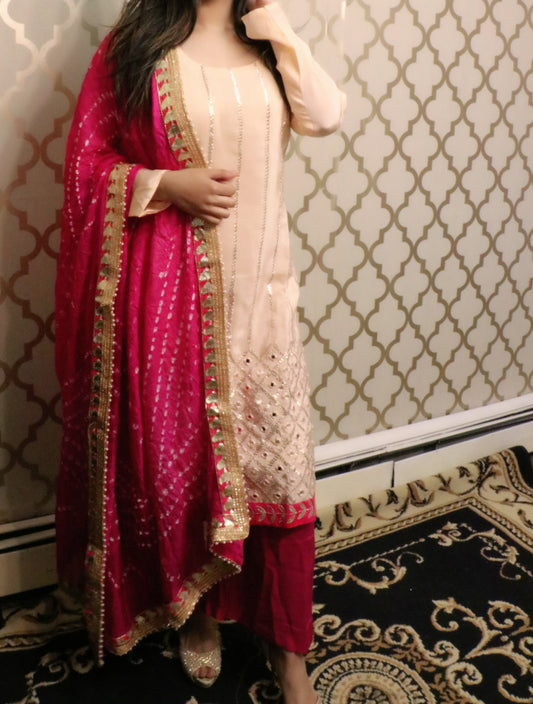 Churi duppata mirror work three piece