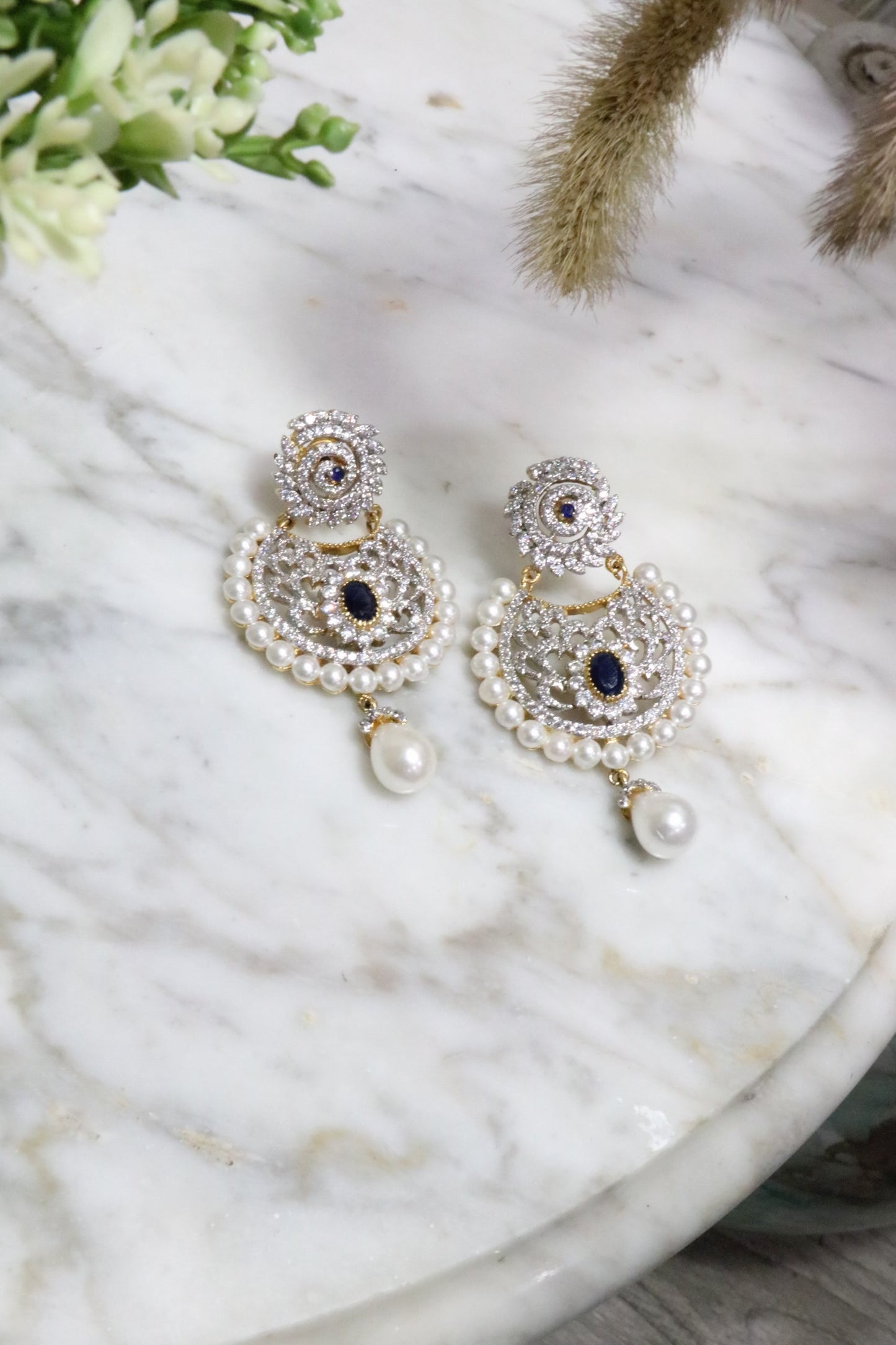 Pearl with navy blue gem - Selina Habibti Attire