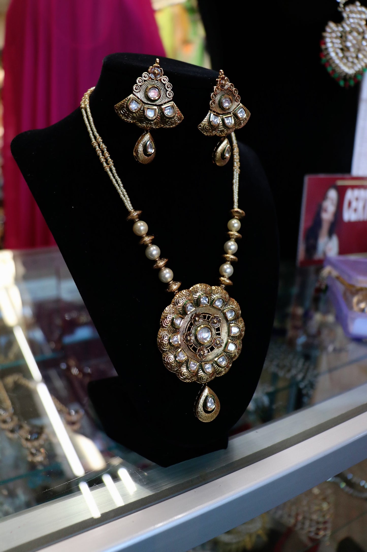 Traditional gold plated locket mala - Selina Habibti Attire