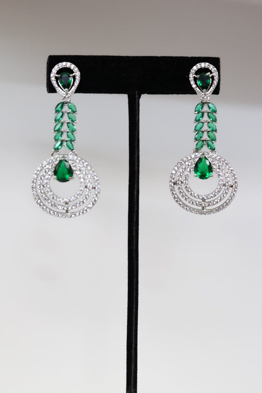 Emerald green sterling silver earrings
