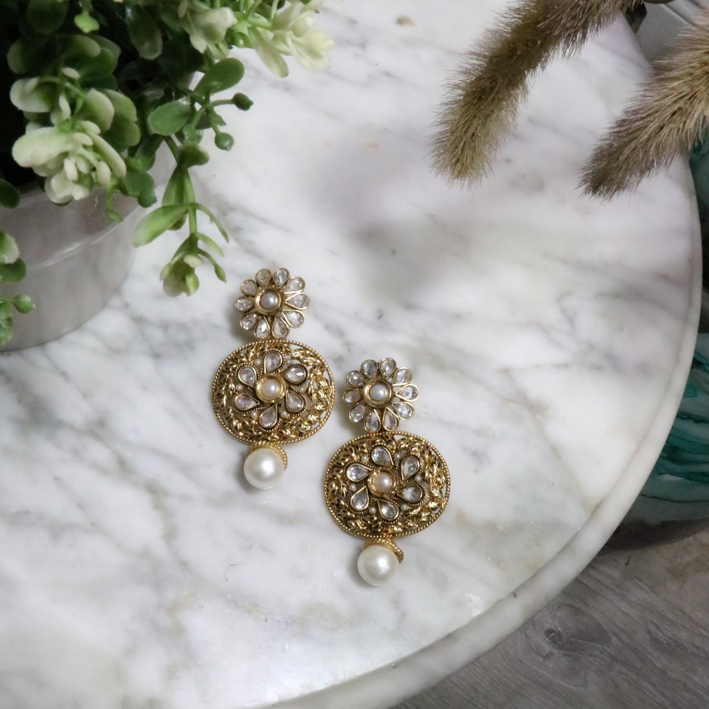 Trendy antique work earrings - Selina Habibti Attire