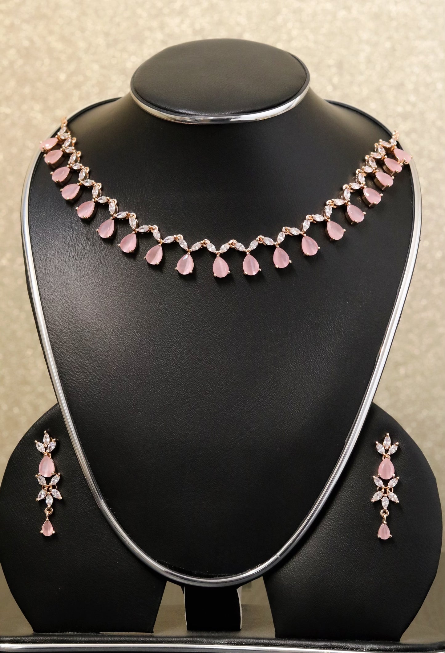 Pink gem rose gold necklace