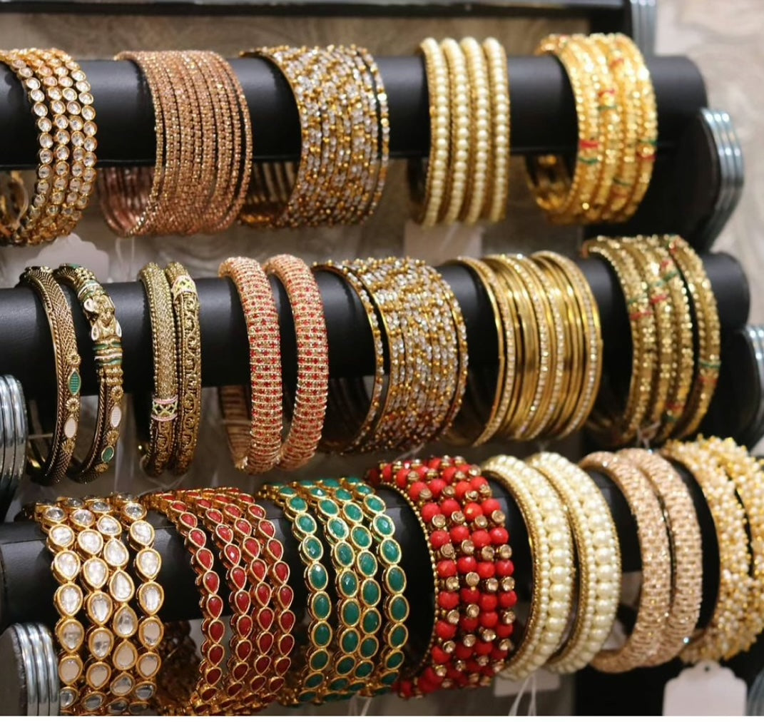 Custom bangles gold pearl work - Selina Habibti Attire