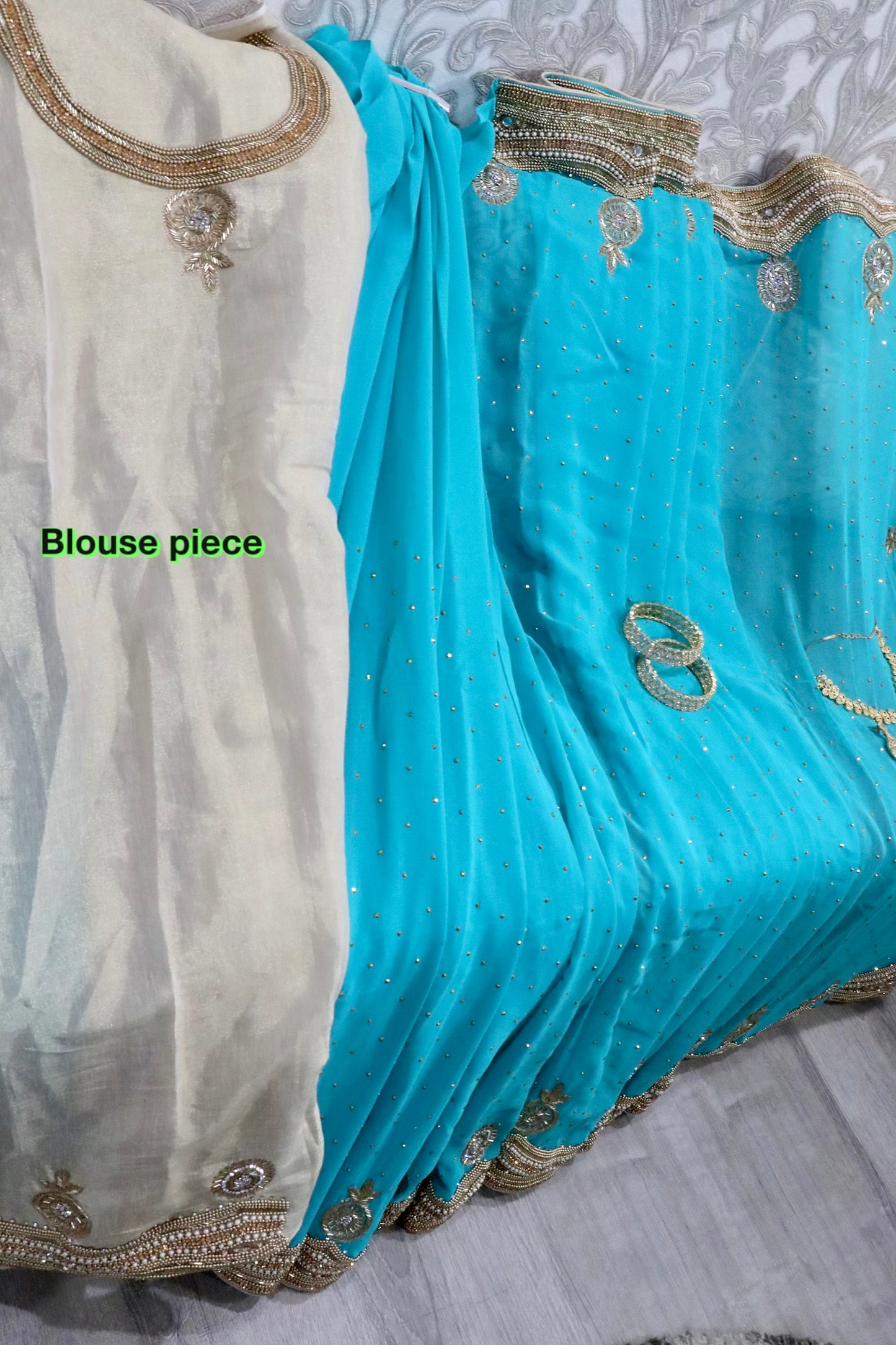 Heavy stone work georgette saree - Selina Habibti Attire