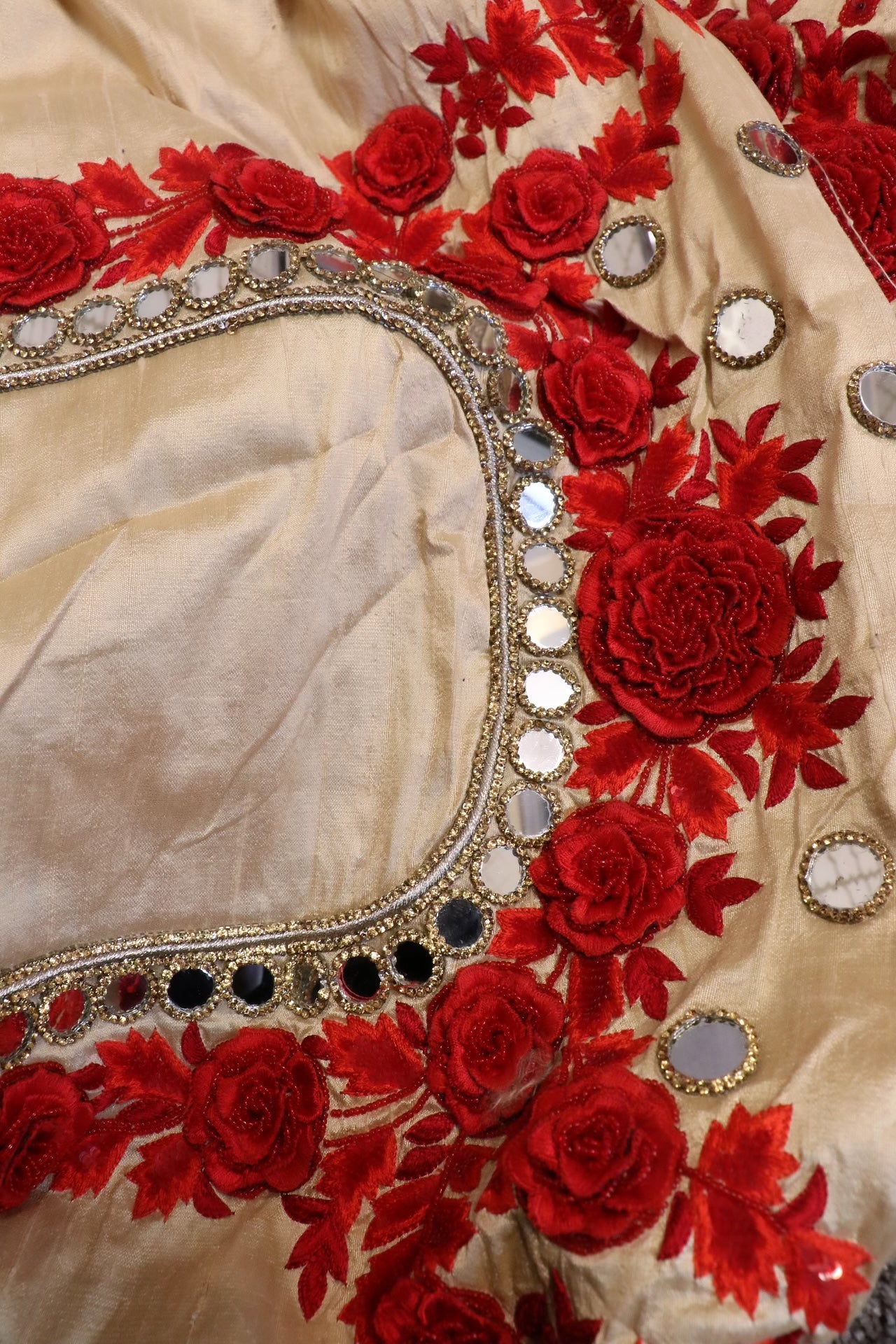 Heavy mirror and 3d bead work bridal lehenga
