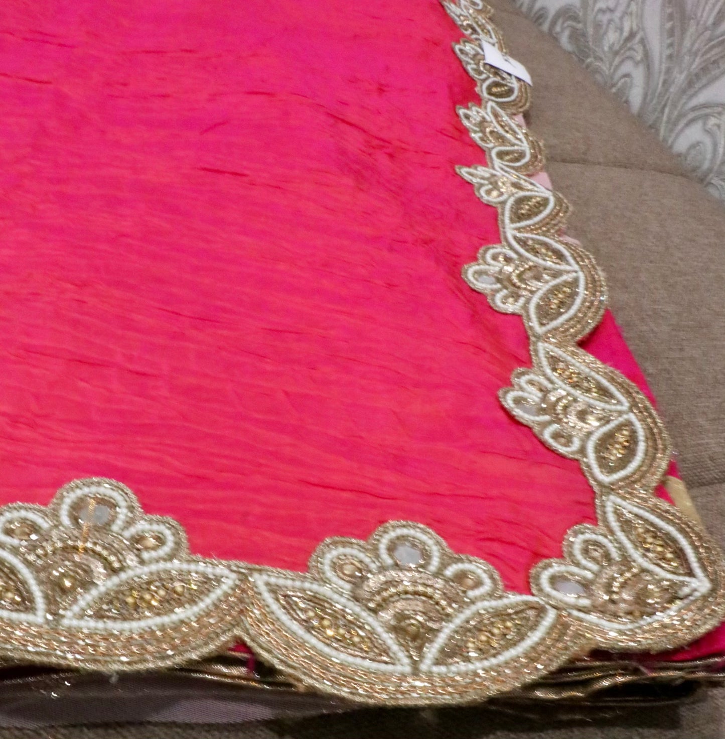 Half and half hot pink party saree - Selina Habibti Attire