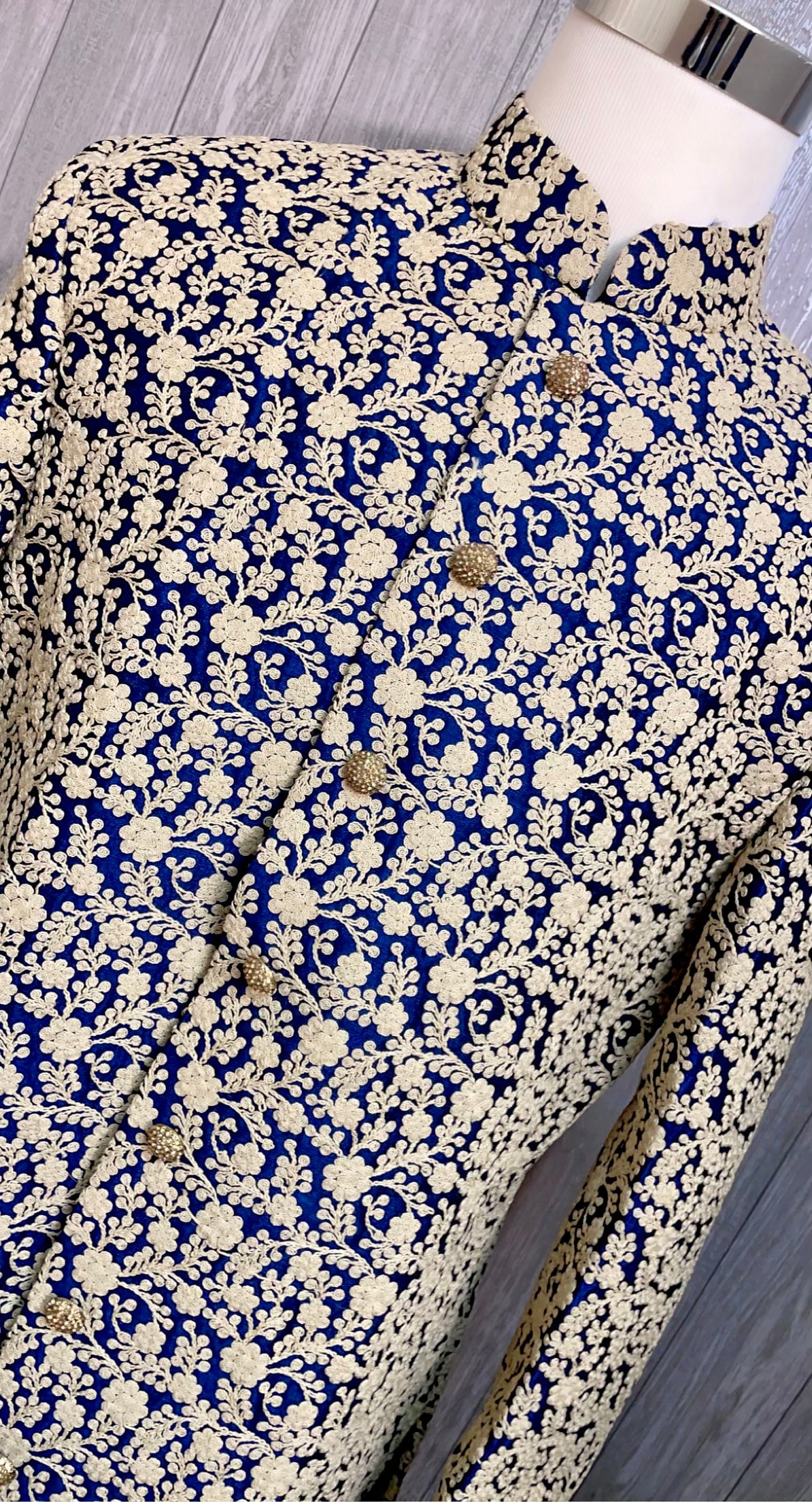 Blue detailed embroidered Sherwani - Selina Habibti Attire