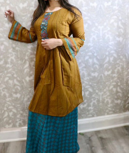 Olive green two piece kurti