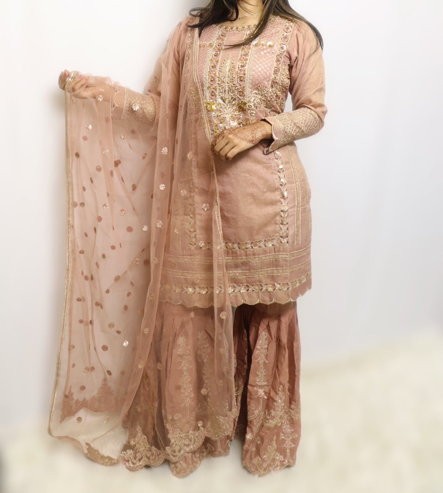 Nude pink party wear gharara
