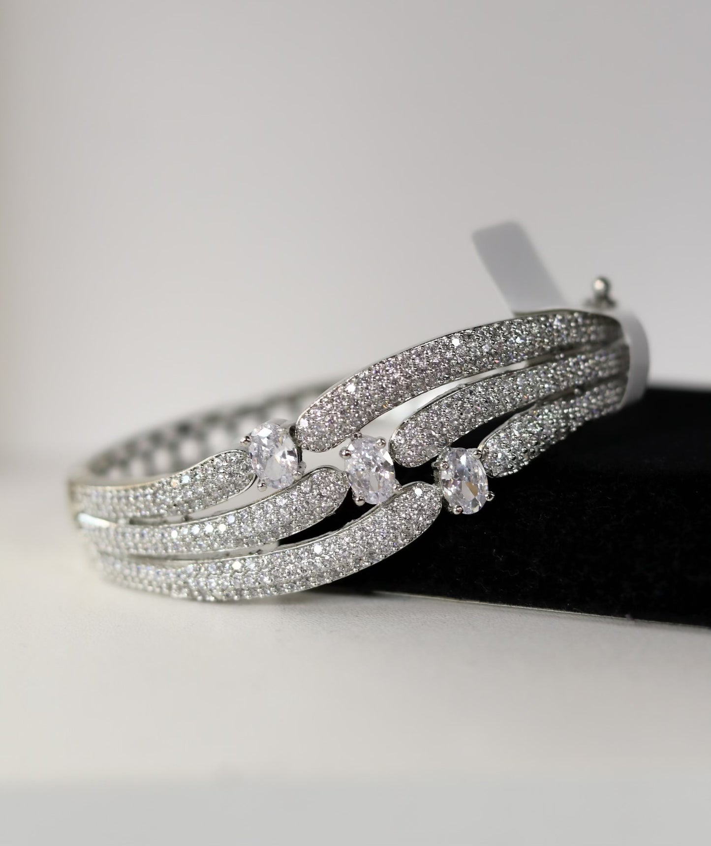 Silver plated three layered fancy bracelet