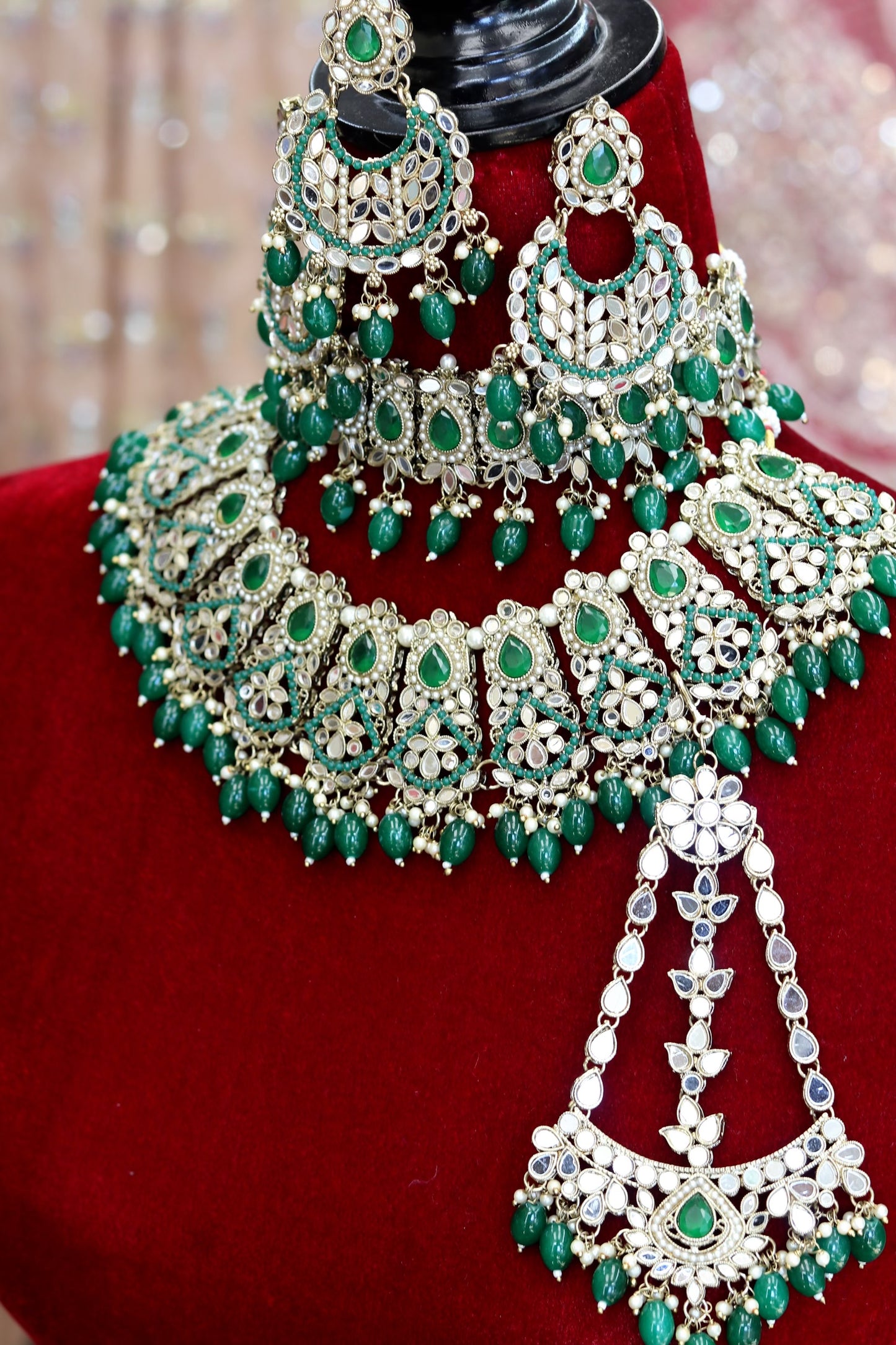 Full mirror green bridal set