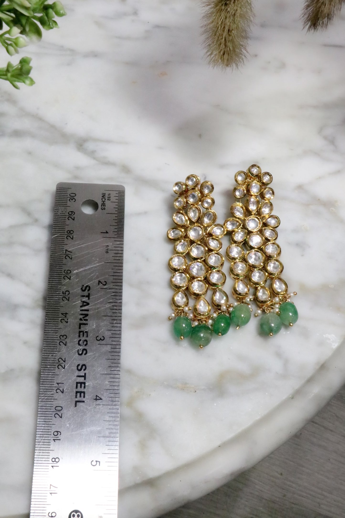 Long kundan earrings - Selina Habibti Attire