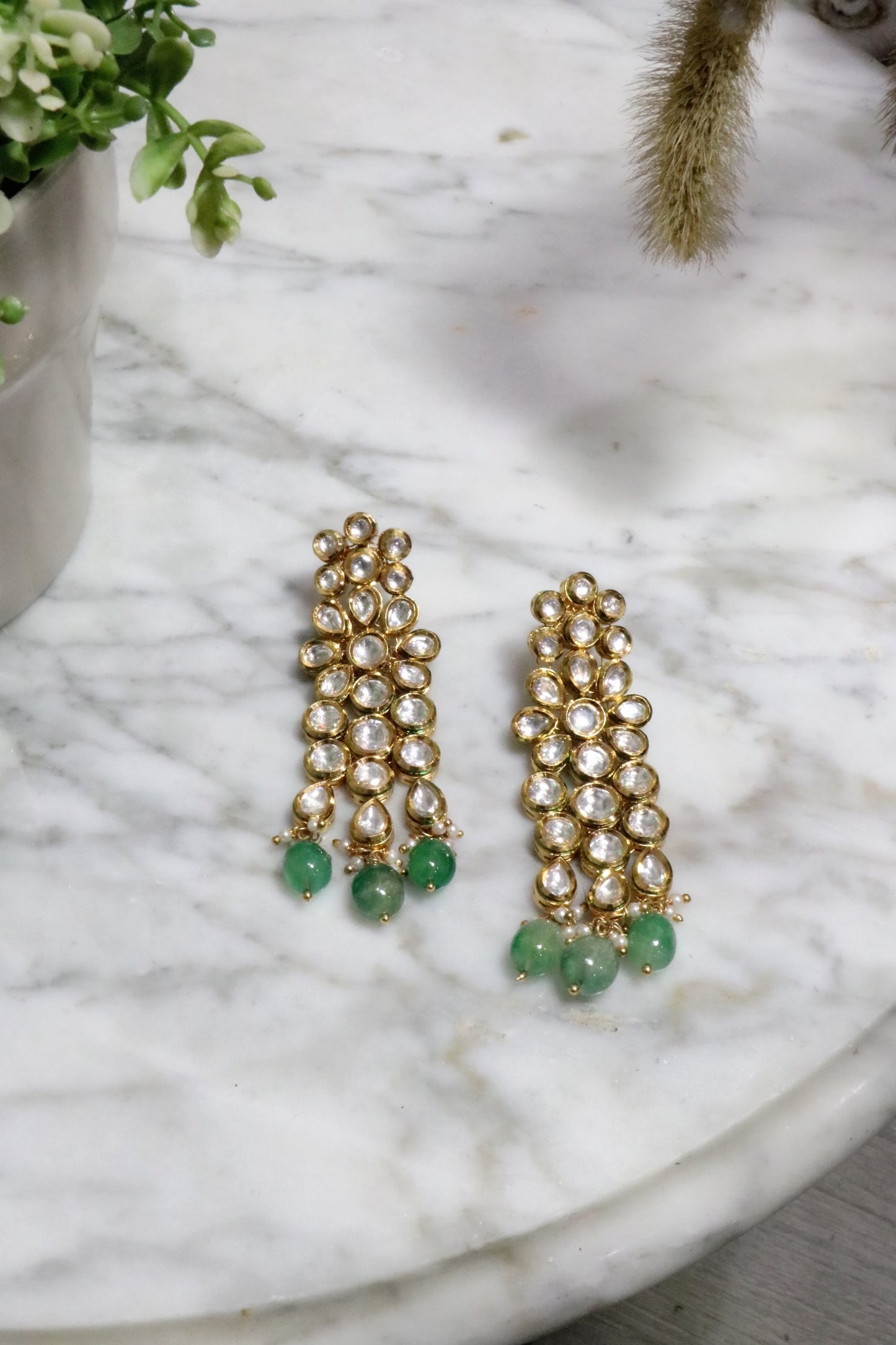 Long kundan earrings - Selina Habibti Attire