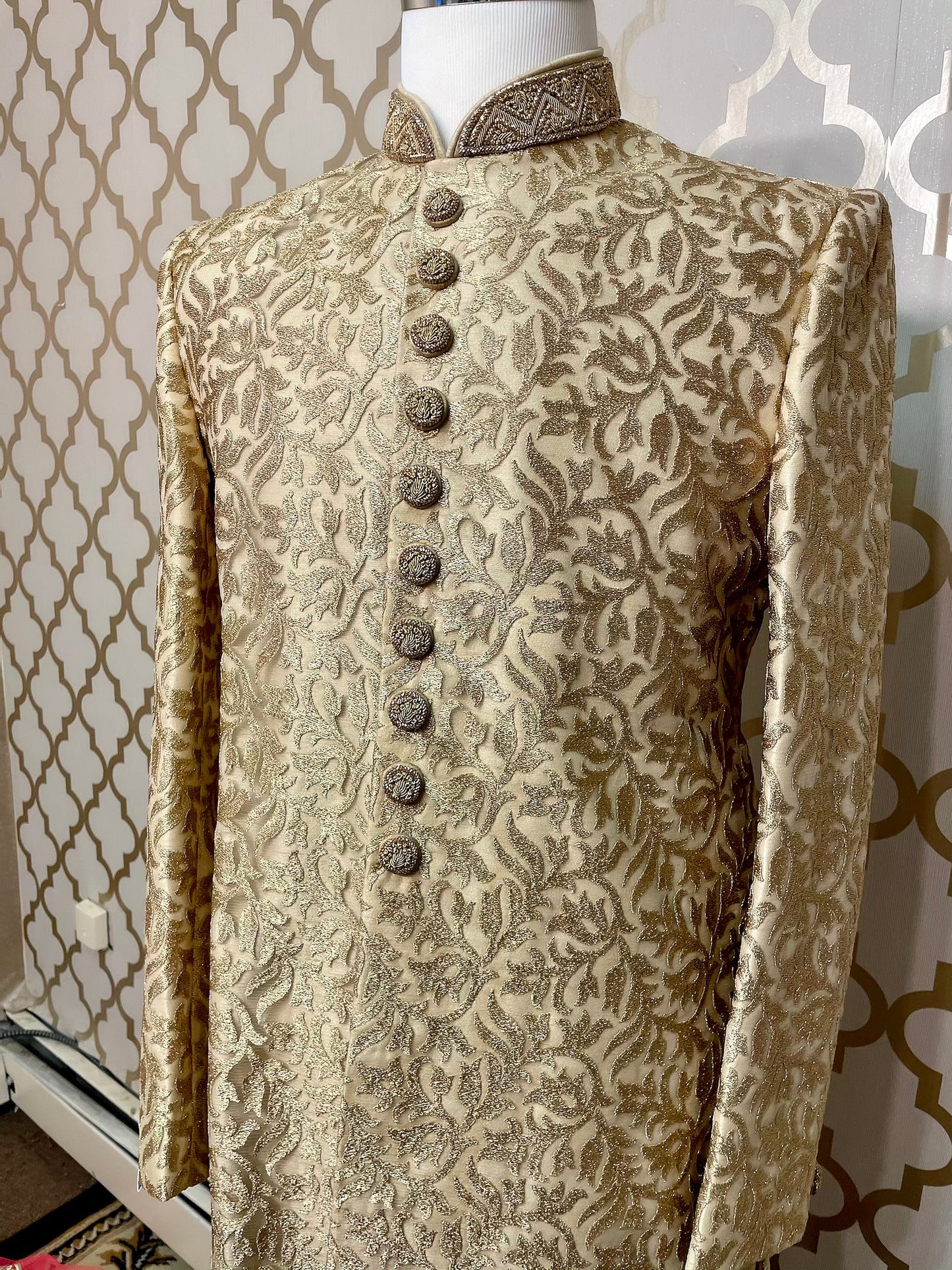 Gold Groom wear sherwani - Selina Habibti Attire