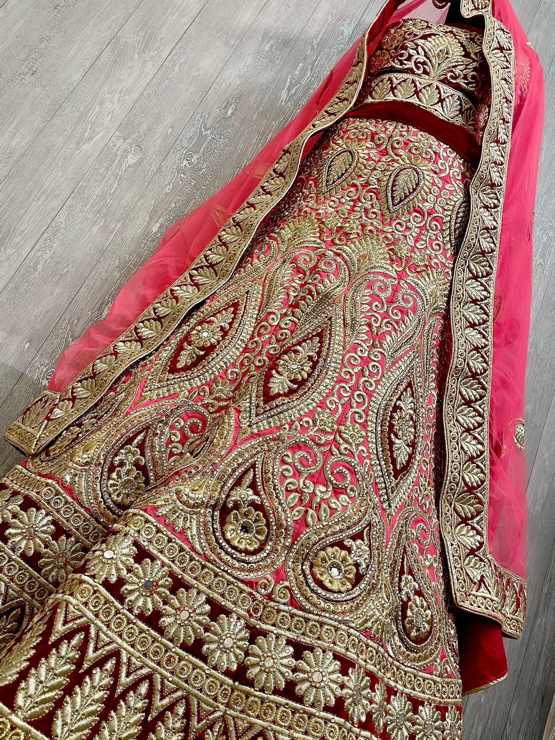 Silk velvet bridal lehenga - Selina Habibti Attire