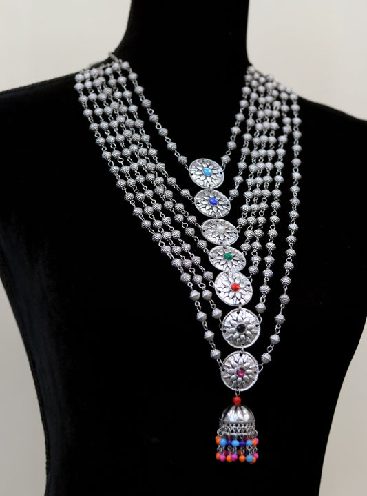 Oxy long layered necklace