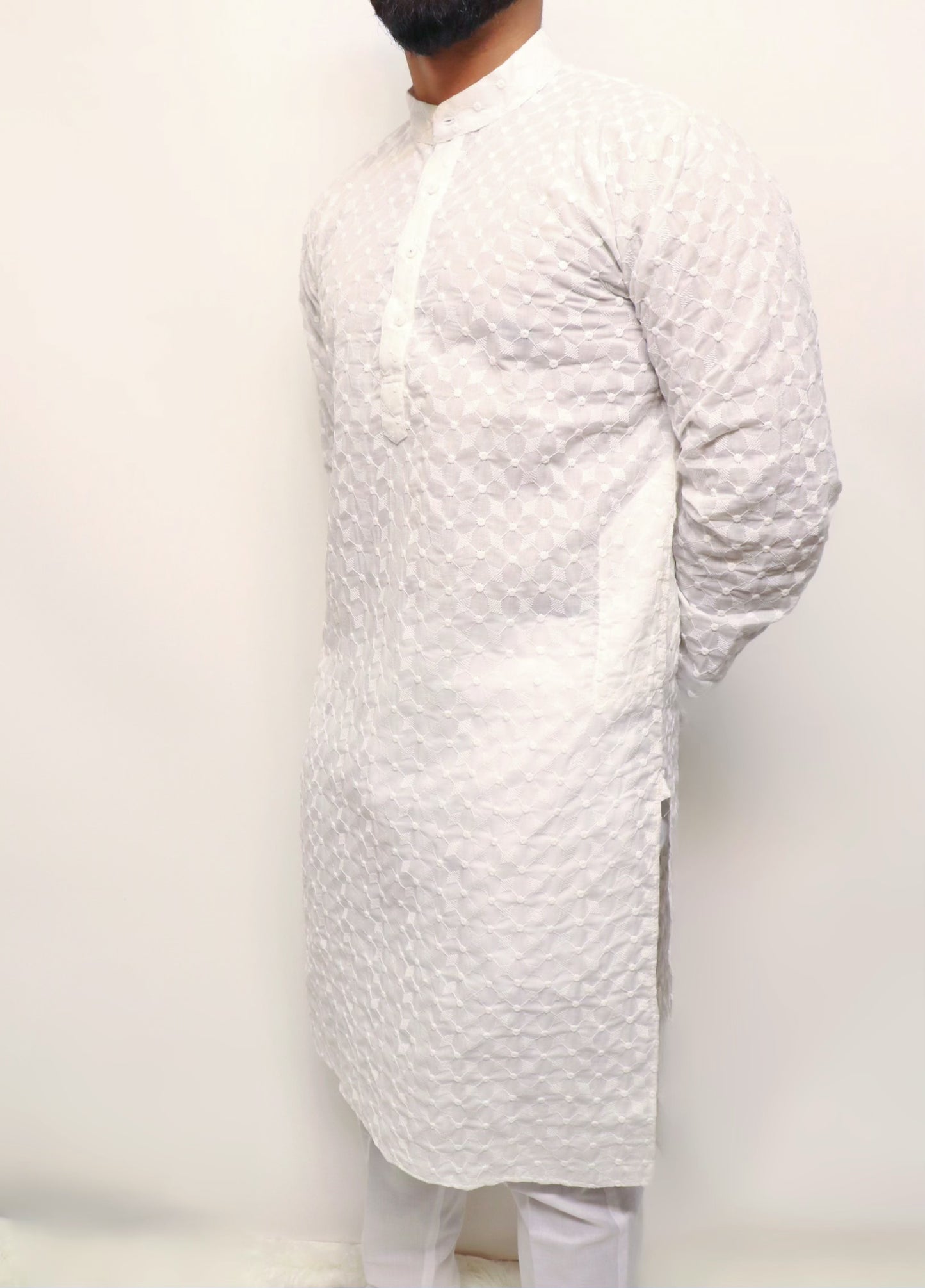 White cotton chikankari kurta set