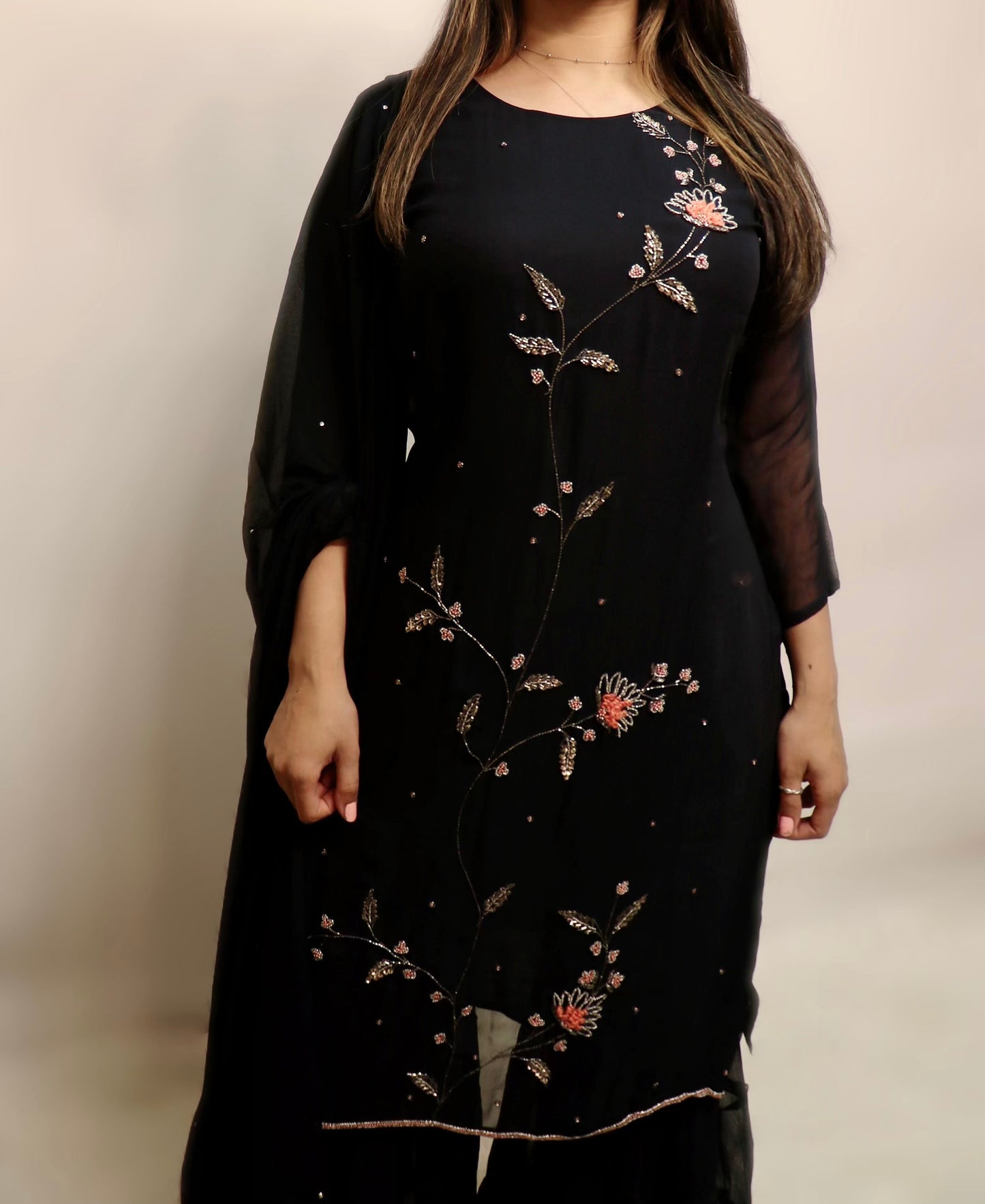 Light weight black georgette gharara  suit