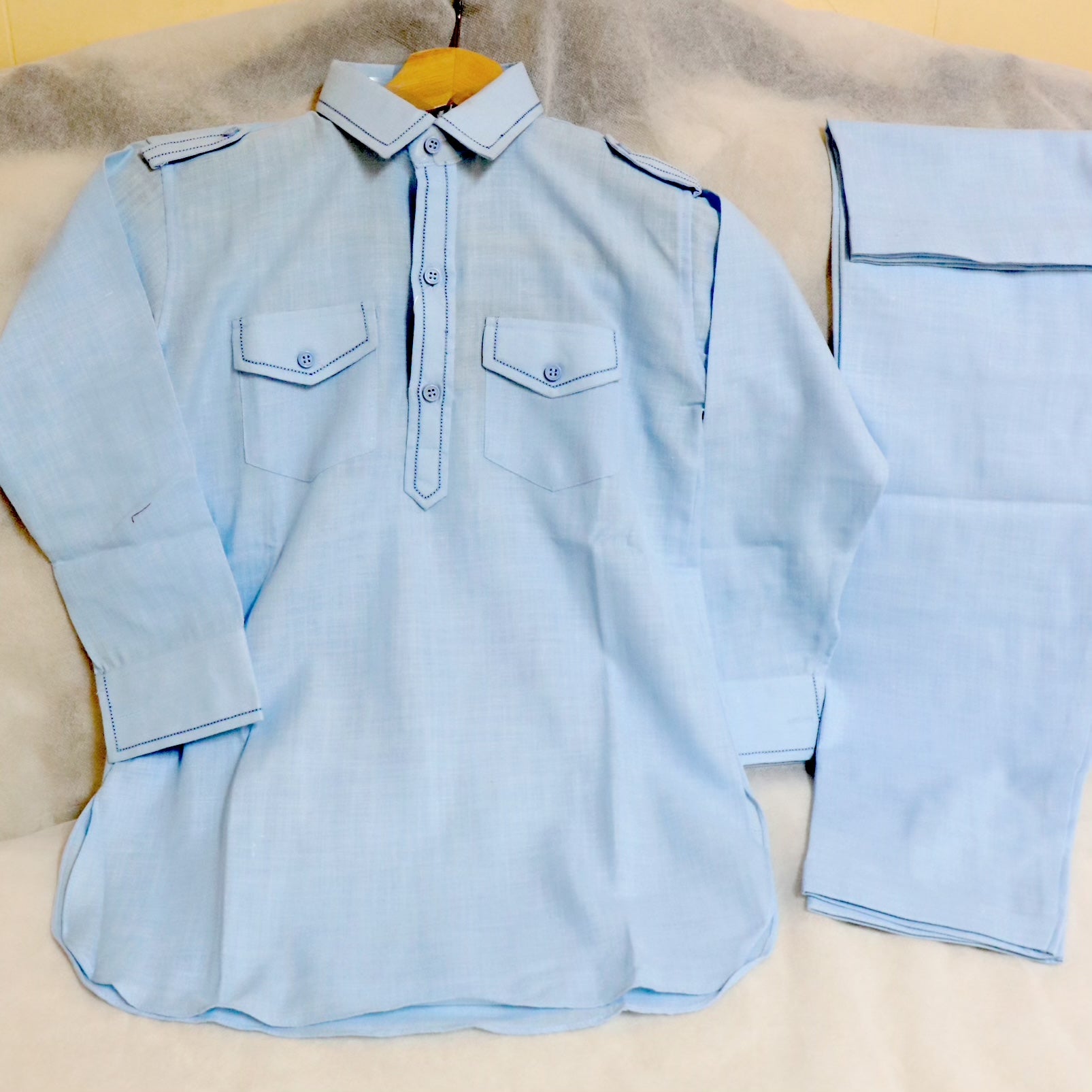 Sky blue pathani online suit