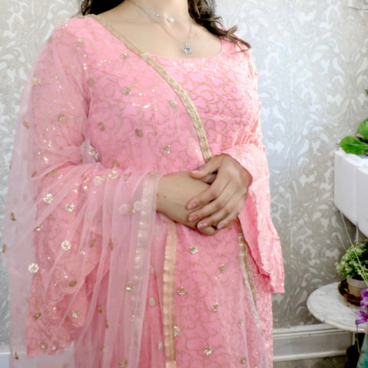 Pink sequence sharara three piece - Selina Habibti Attire