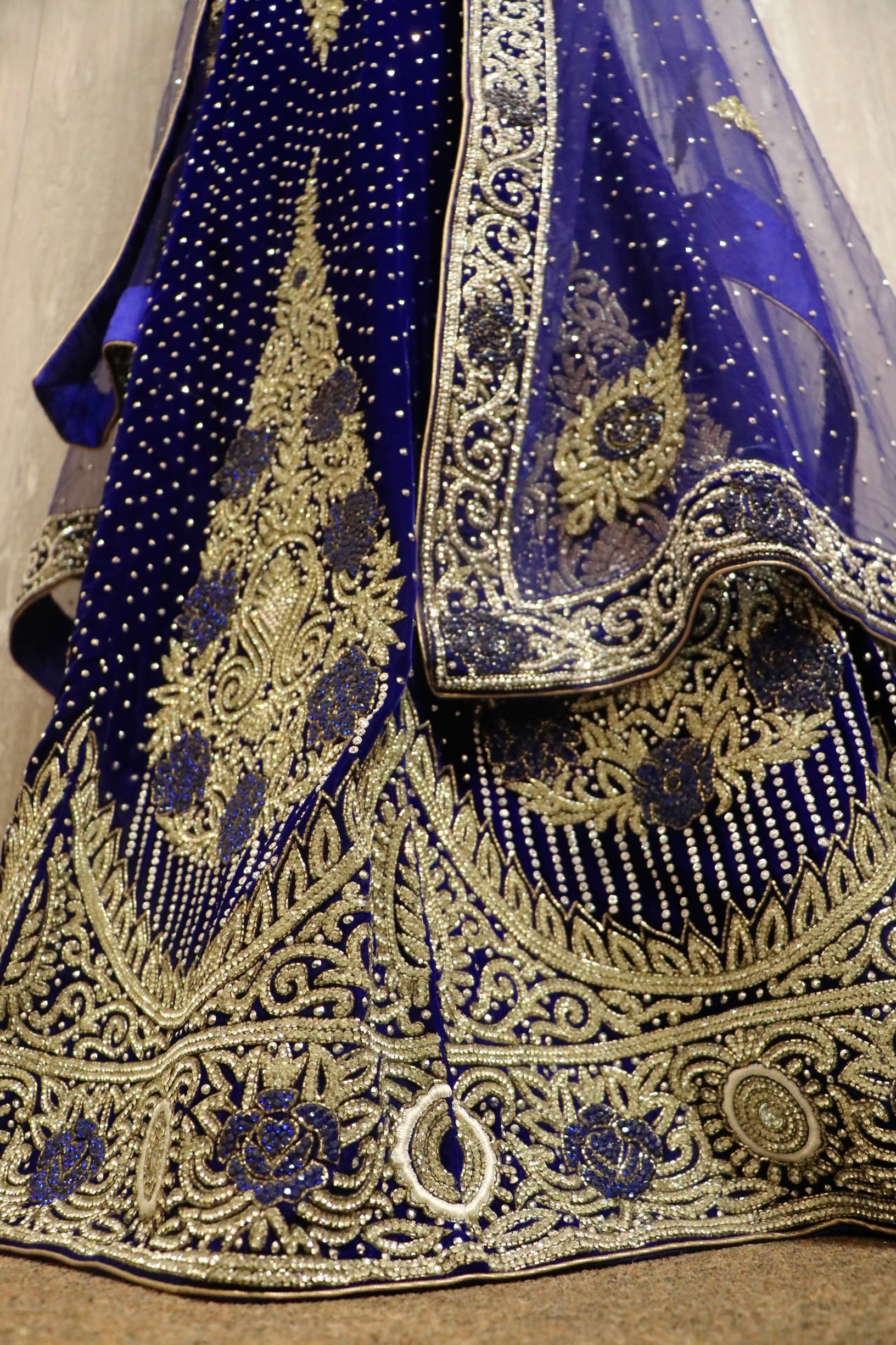 Royal blue velvet bridal lehenga - Selina Habibti Attire