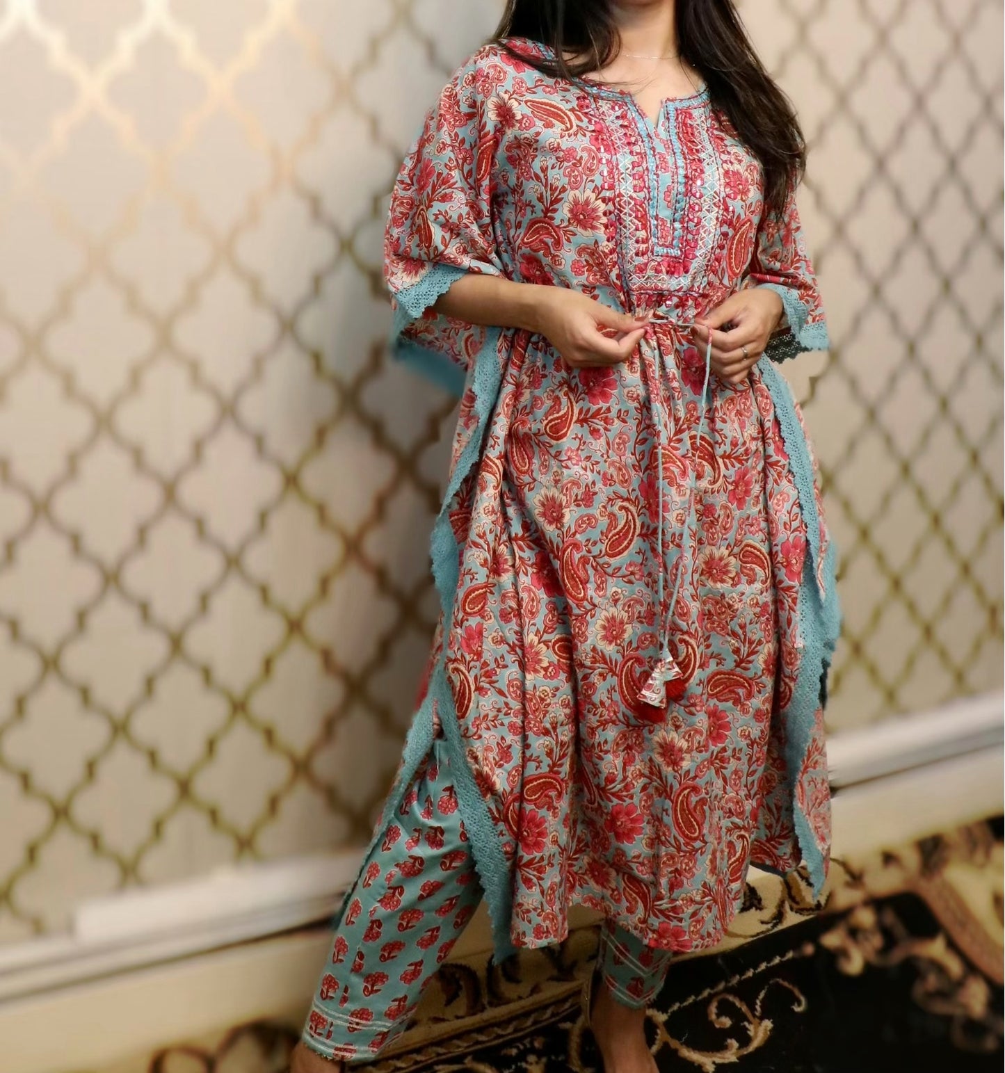 Floral cape kurti set