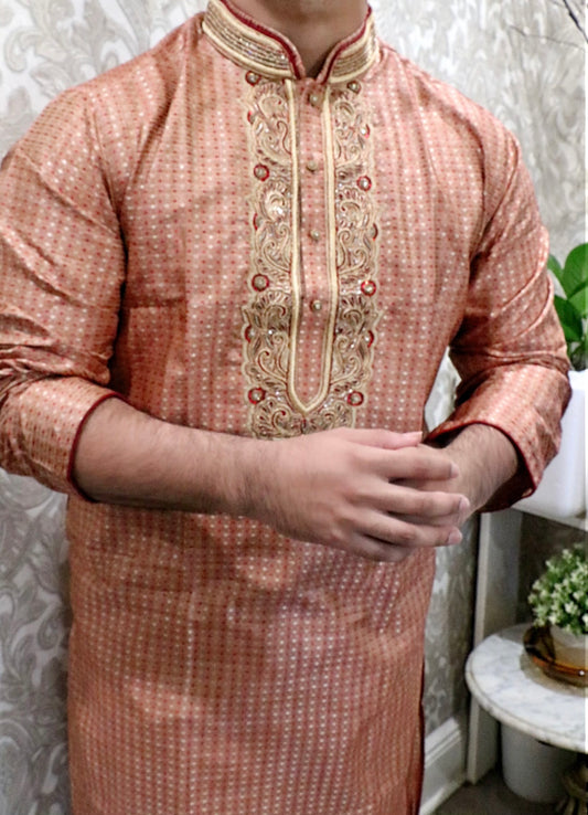 Fancy collar bead work kurta - Selina Habibti Attire