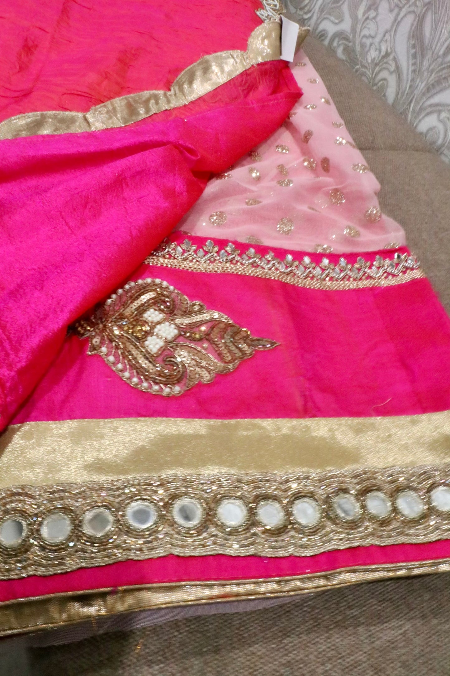Half and half hot pink party saree - Selina Habibti Attire