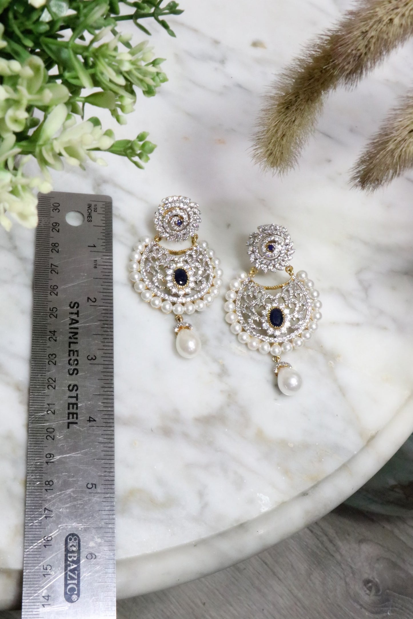 Pearl with navy blue gem - Selina Habibti Attire