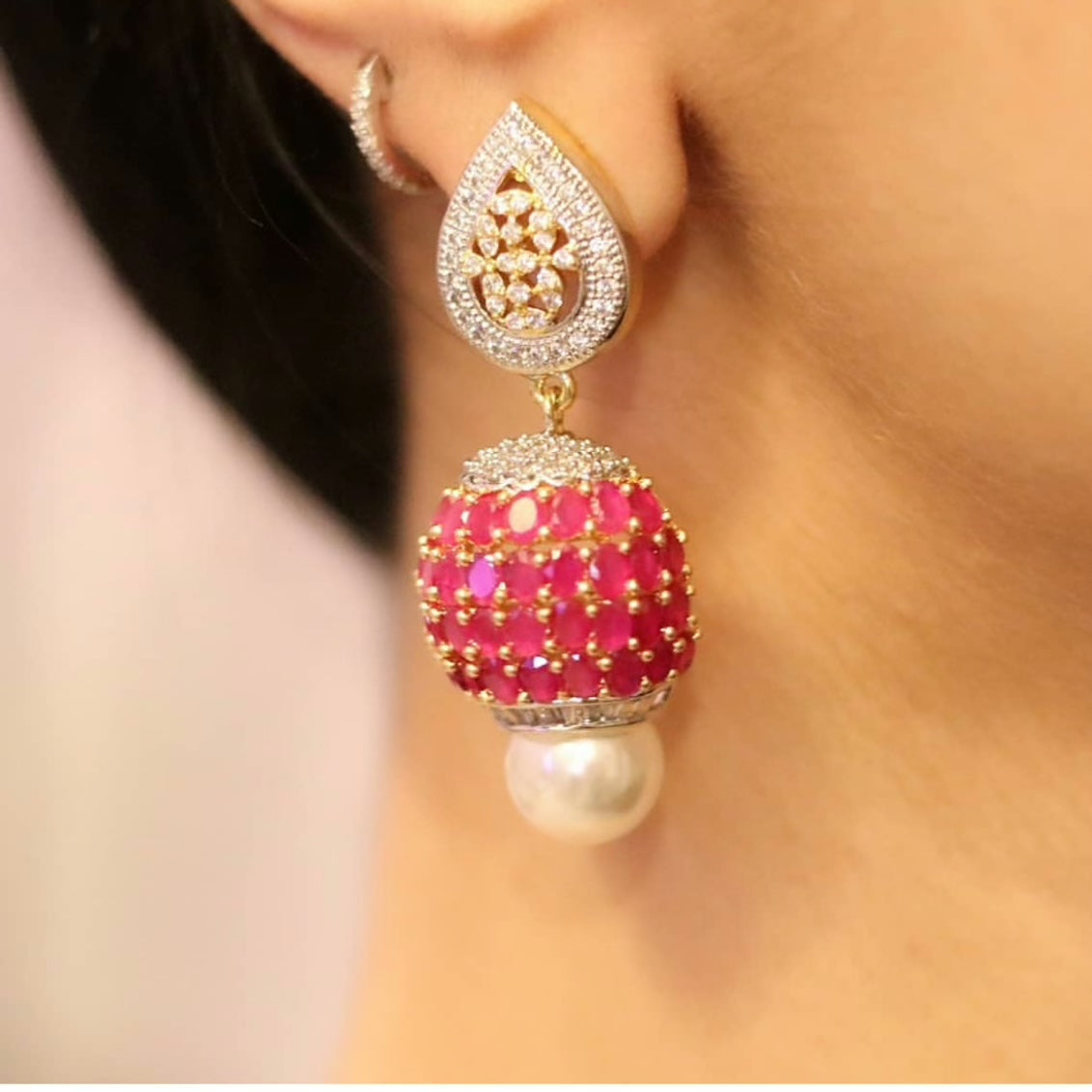 Diamond cut silver plated earrings - Selina Habibti Attire