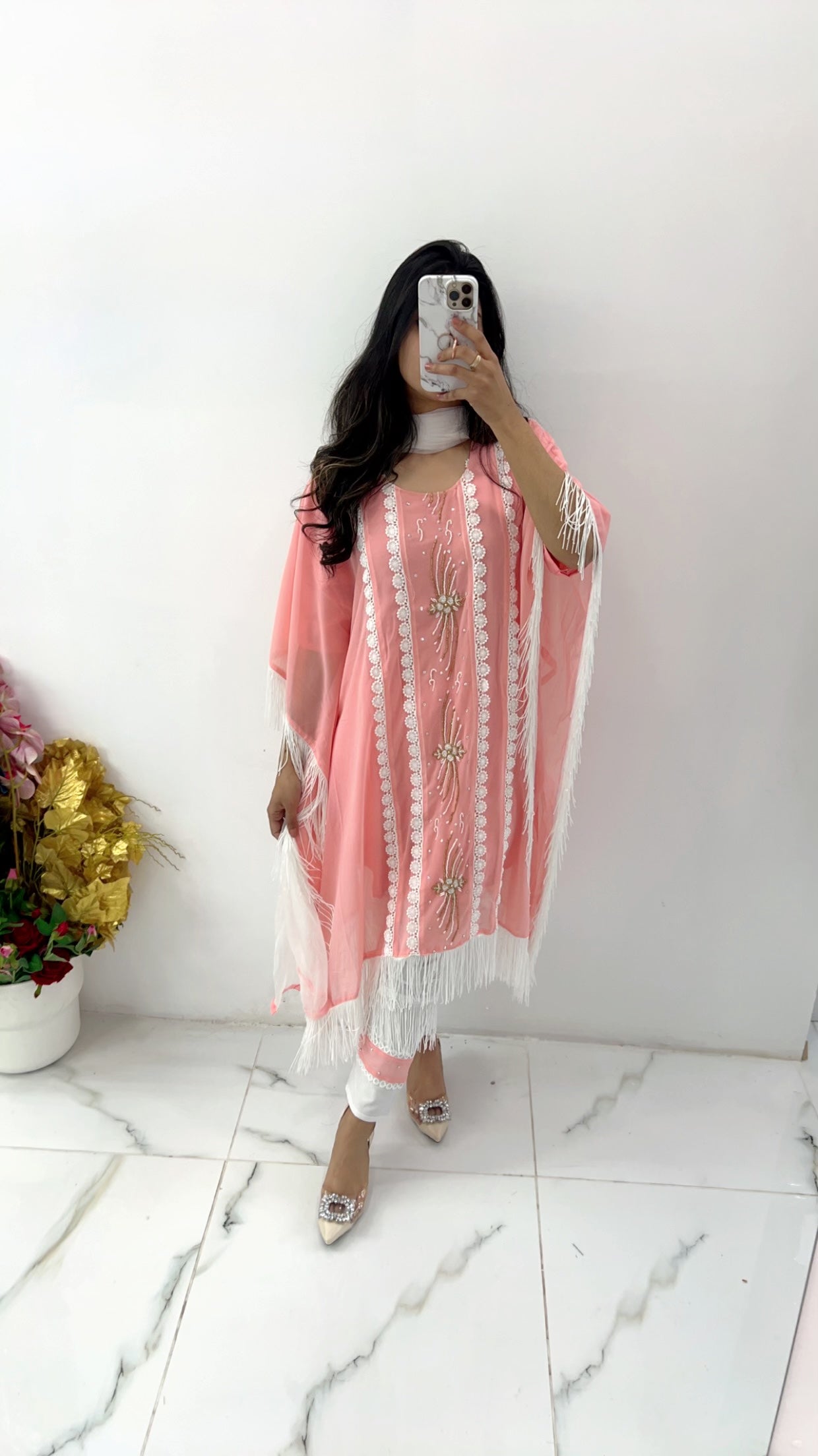 Pink kaftan three piece