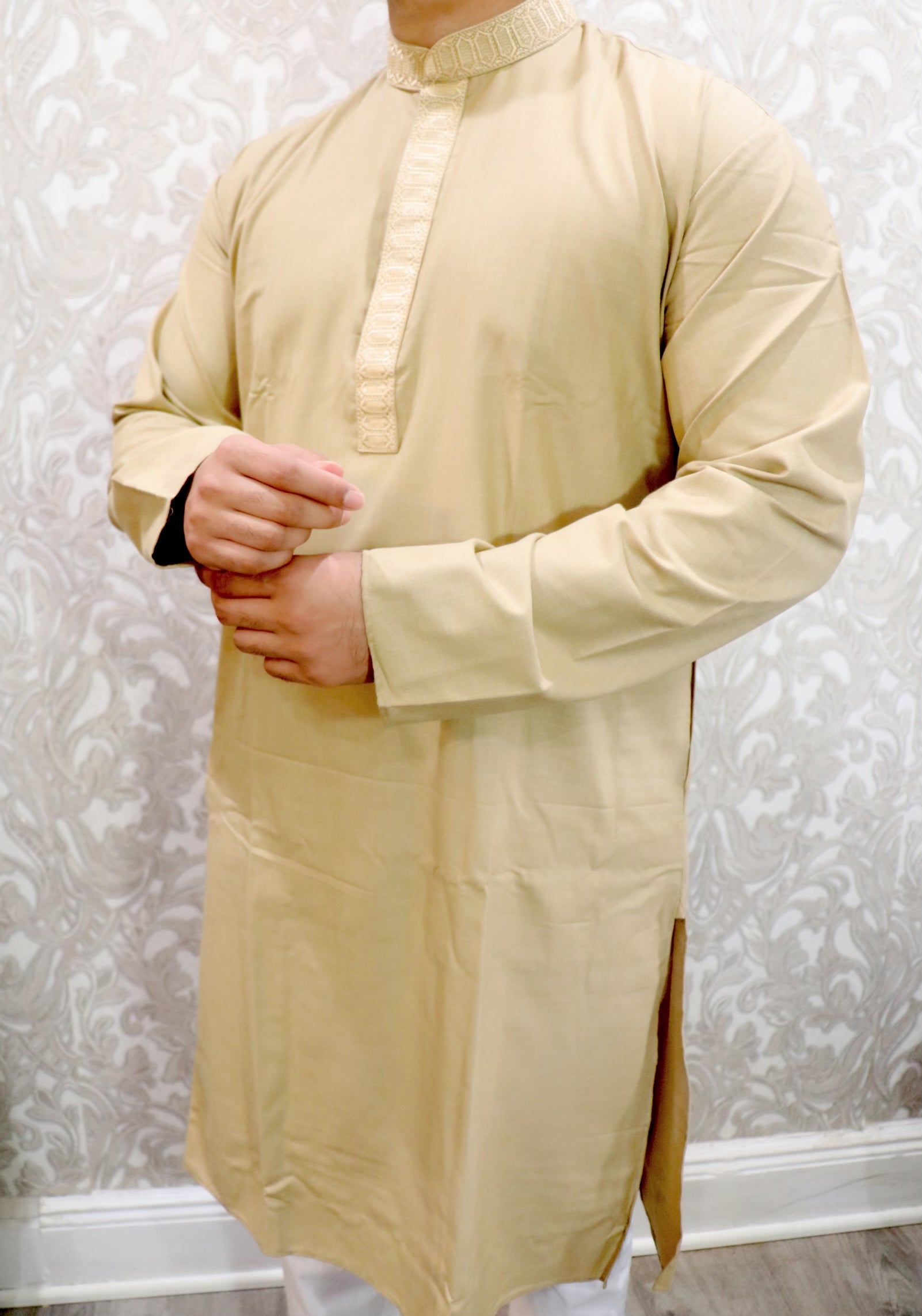 Cream linen kurta - Selina Habibti Attire