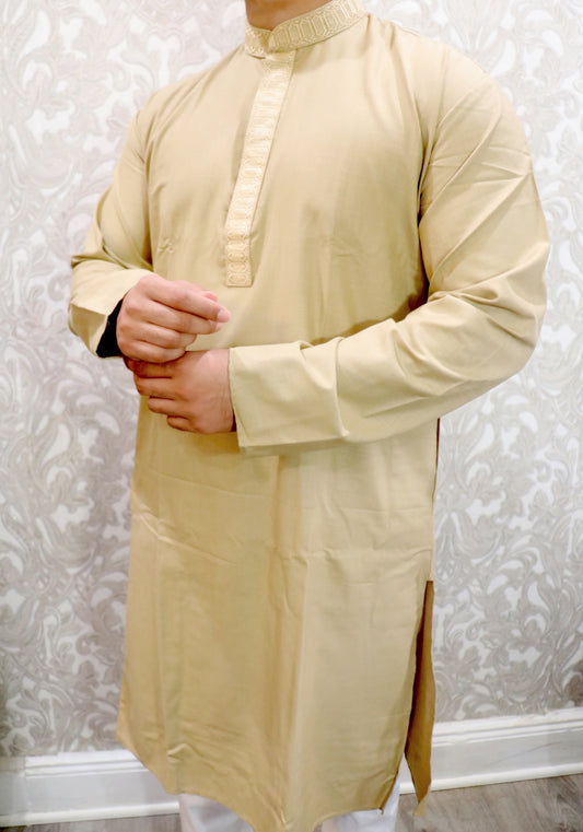 Cream linen kurta - Selina Habibti Attire