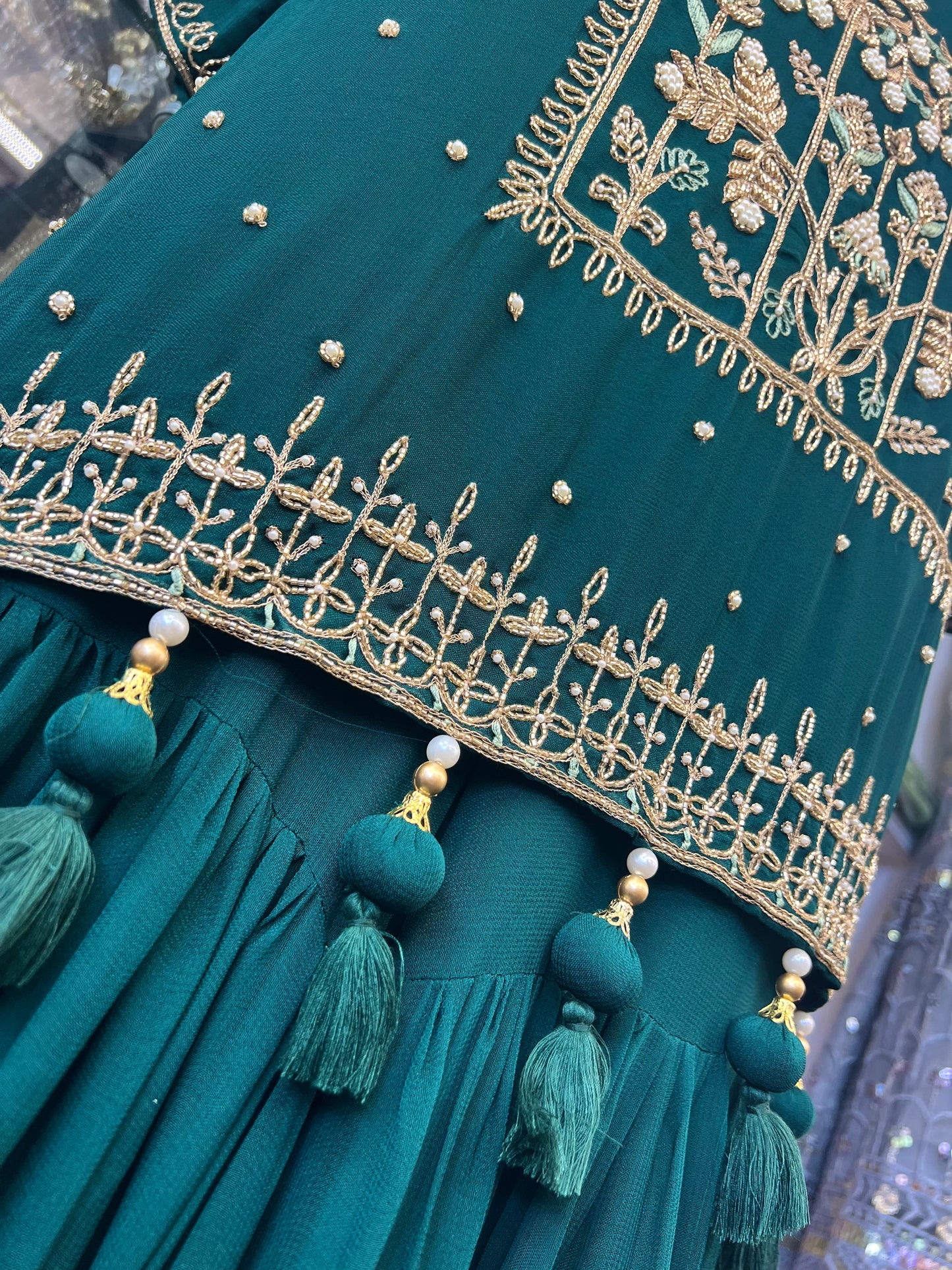 Emerald green sharara suit