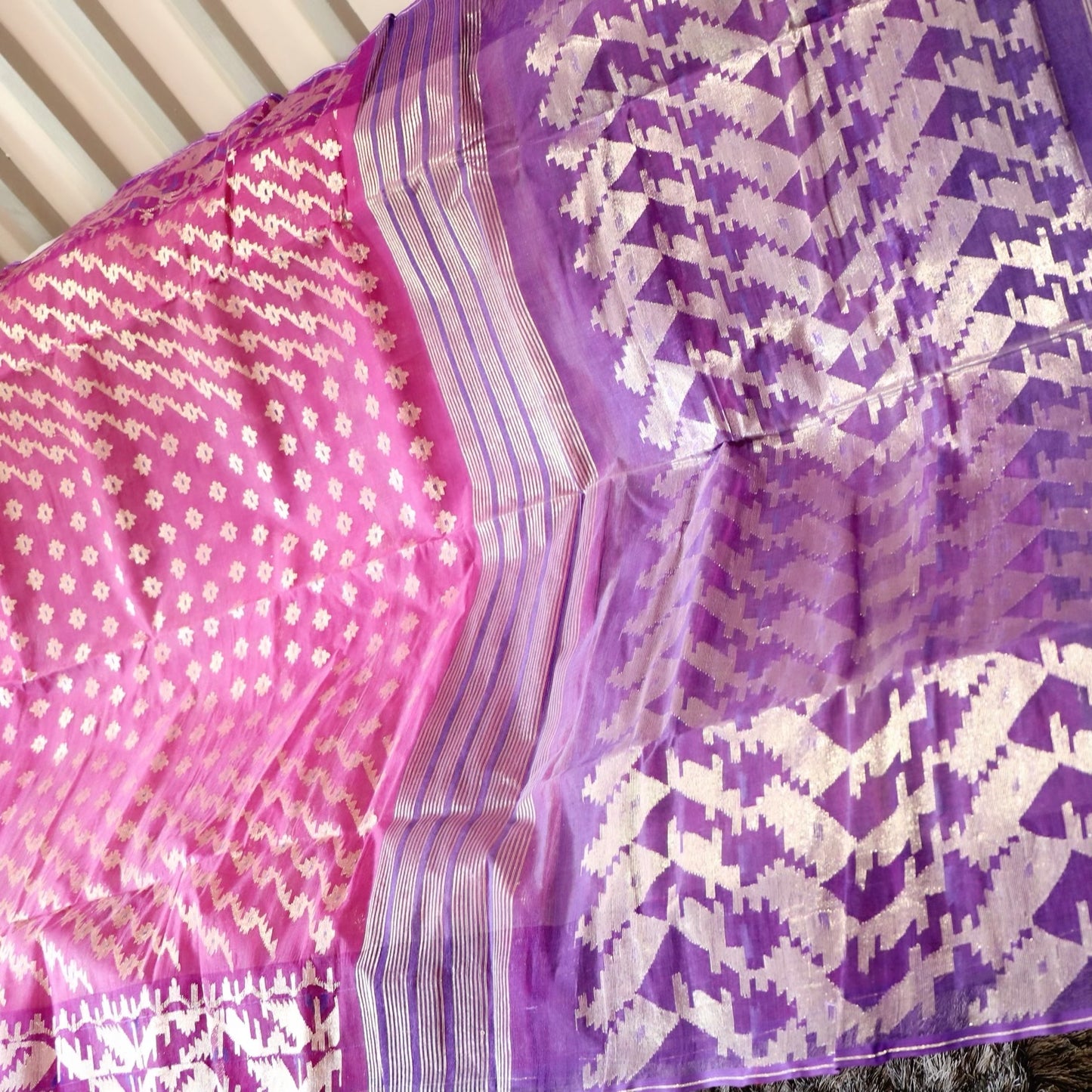 Traditional Dhaka Jamdani Purple tones