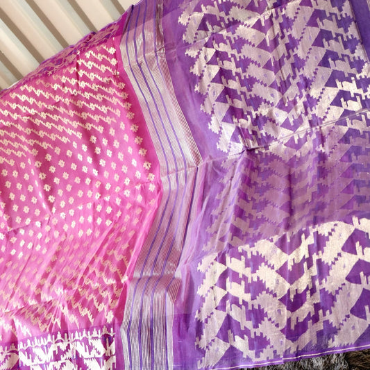 Traditional Dhaka Jamdani Purple tones