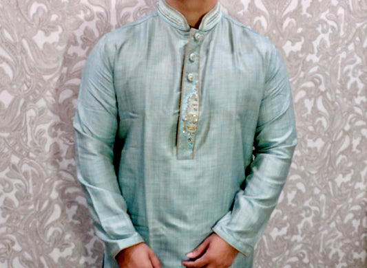 Light blue grey tone outwear kurta - Selina Habibti Attire