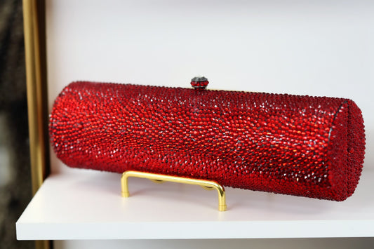 Heavy red rimestone party purse