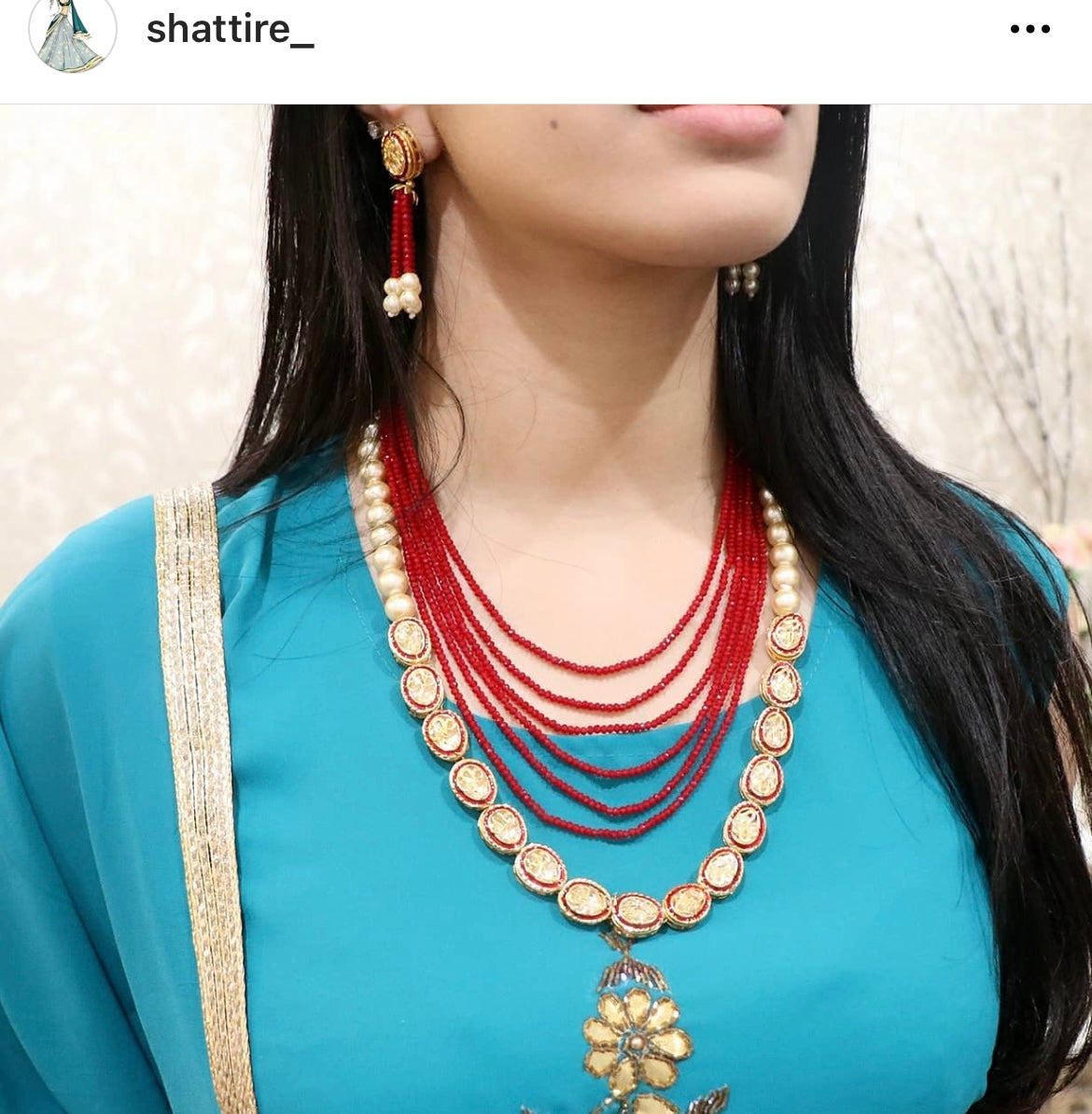 Color beaded long kundan set - Selina Habibti Attire